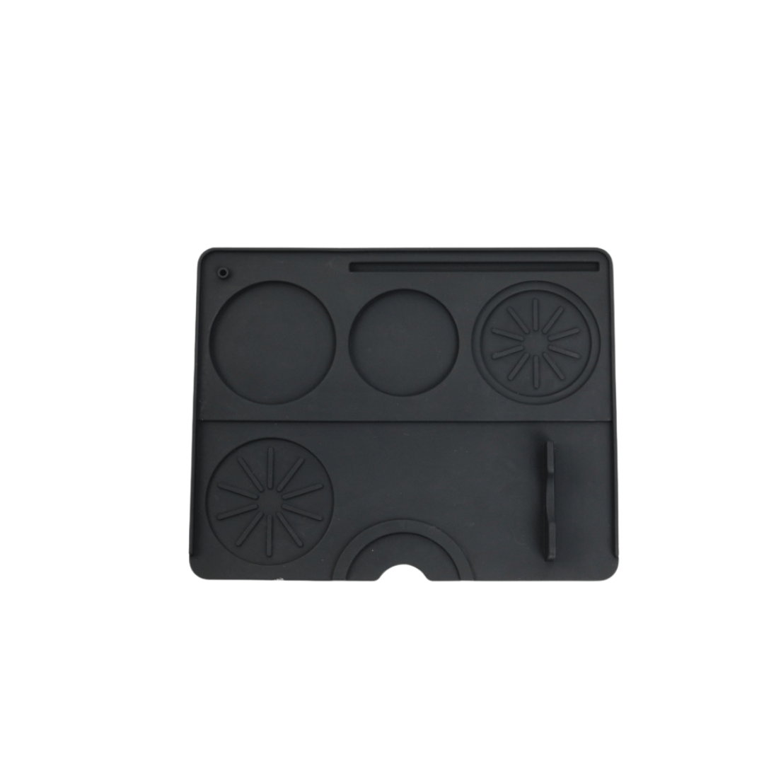 Coffee Tamping Mat Rubber Silicone แบบเข้ามุมโต๊ะ และแบบเรียบสี่เหลี่ยม